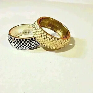 Women Fashion bangles bracelet silver and black and gold and cream 3 inc…